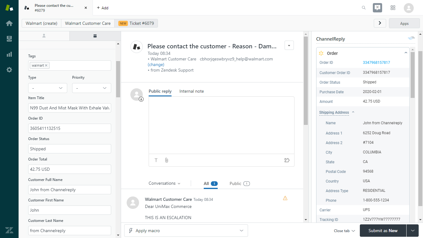 Walmart-Zendesk Integration with ChannelReply