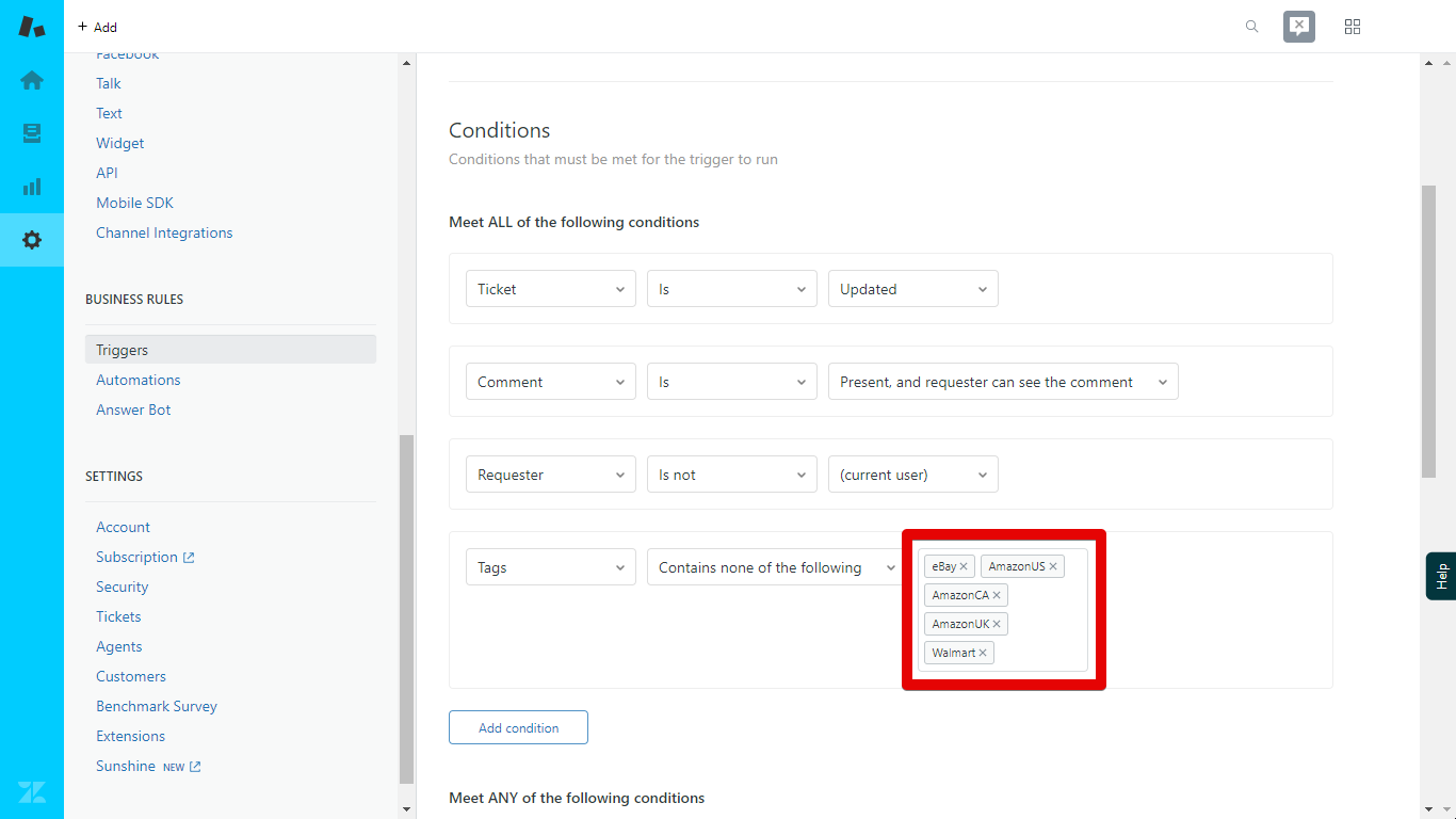 Entering Tags in a Zendesk Trigger