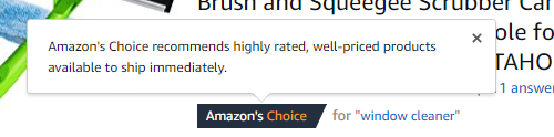 Amazon’s Choice Hover Text