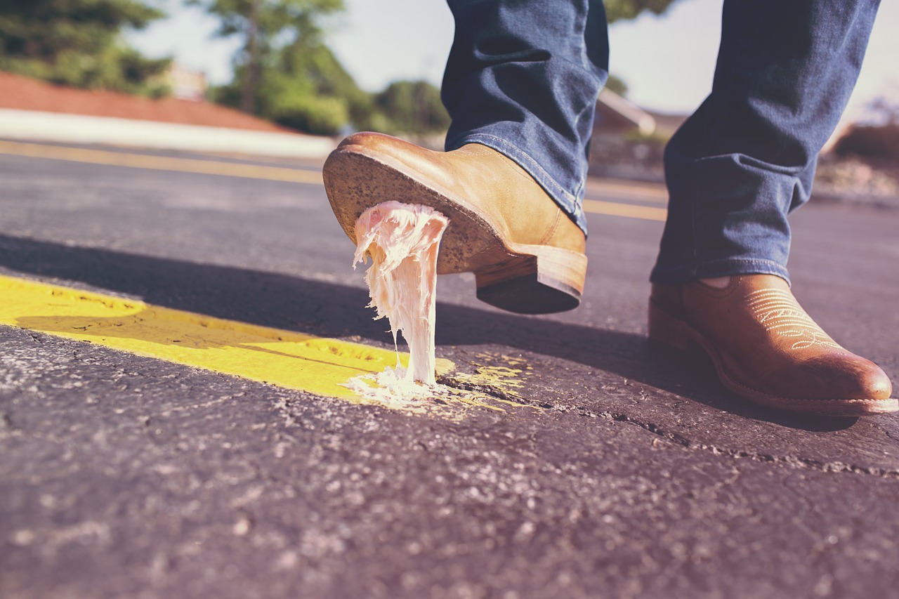 Bubble Gum Stuck to Shoe