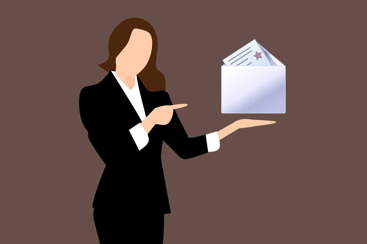 Businesswoman with Newsletter