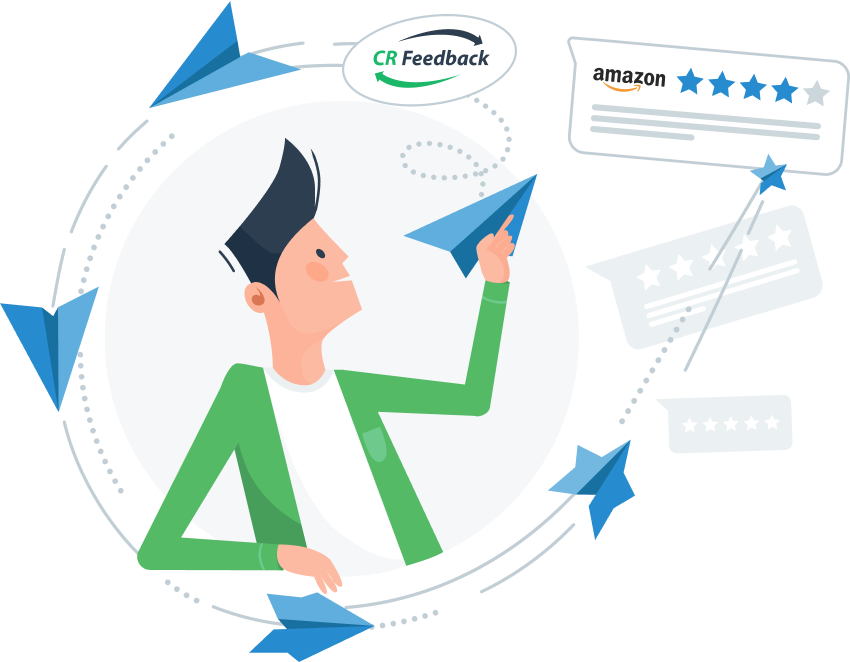 CR Feedback Graphic (Charlie Throwing a Paper Airplane That Comes Back as a Five-Star Review)