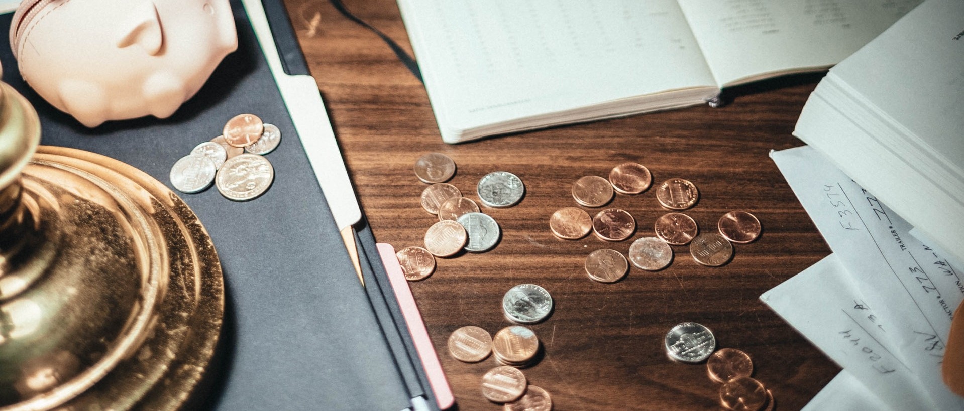 Coins Scattered on desk