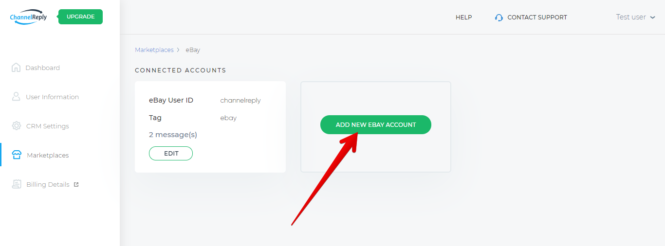 Add New eBay Account Button