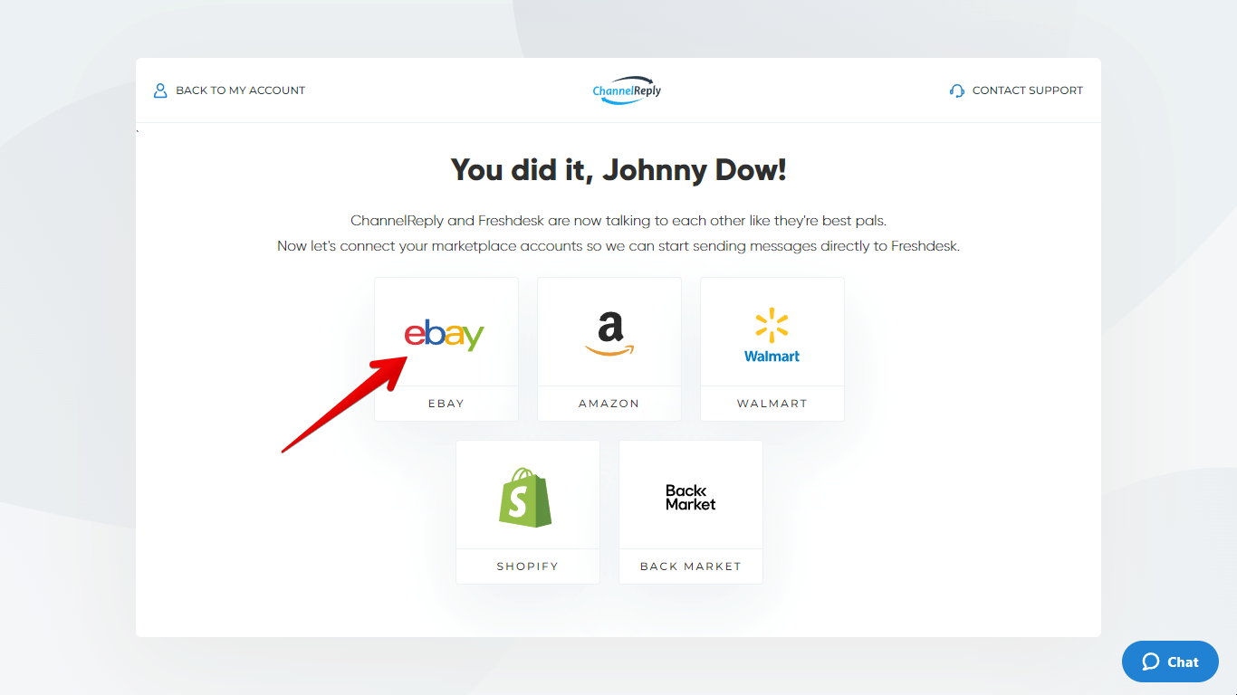 Integrating eBay with ChannelReply from the Freshdesk Integration Success Screen
