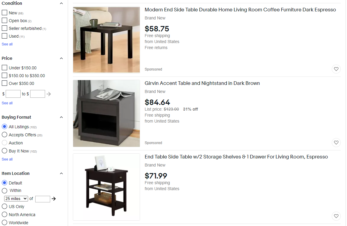 End Tables on eBay
