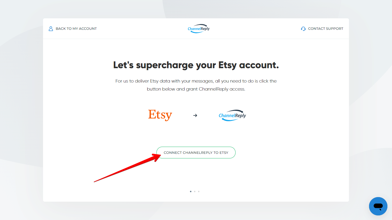 CONNECT CHANNELREPLY TO ETSY button