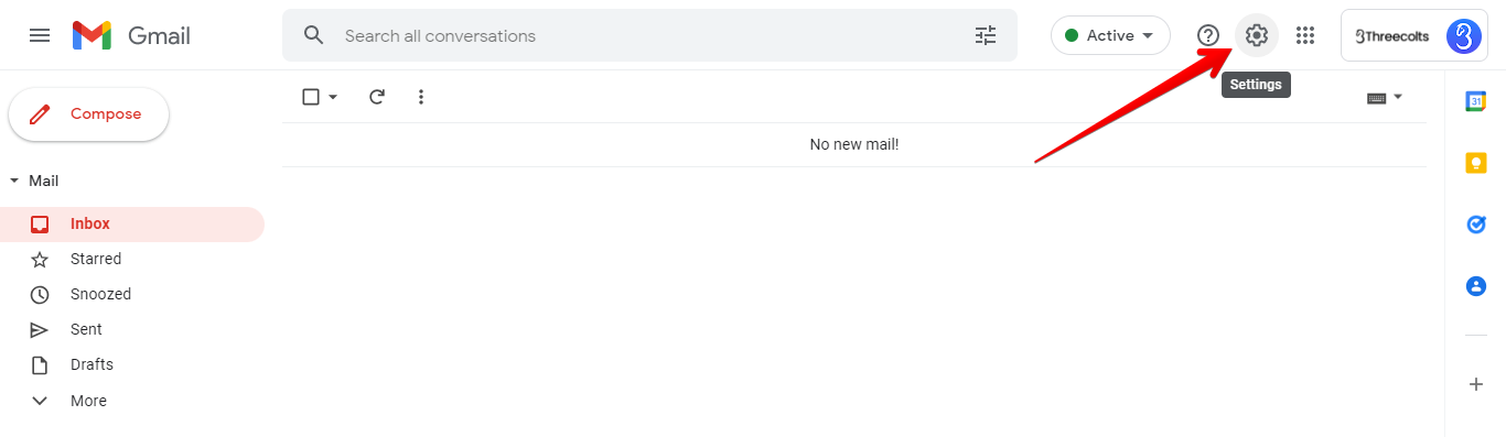 Settings icon in Gmail