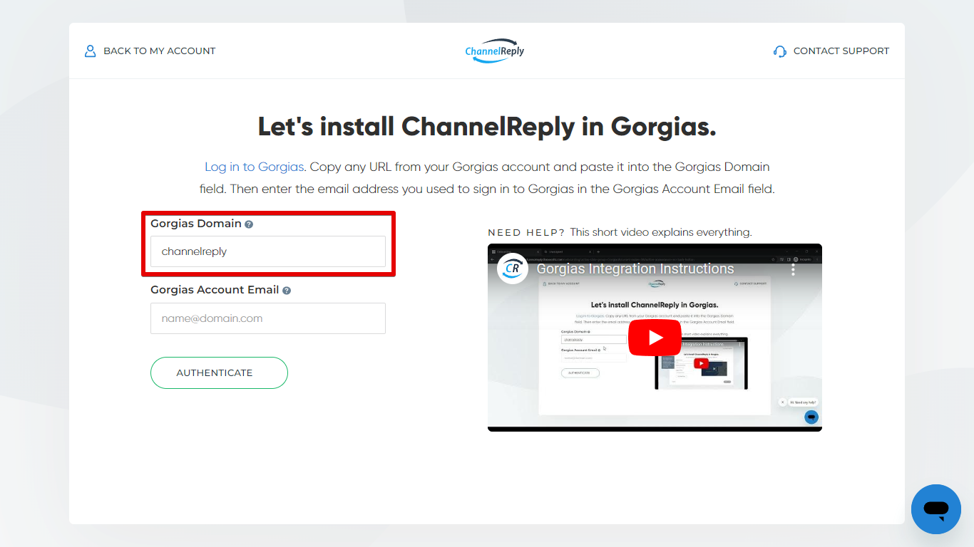 Gorgias Domain in ChannelReply