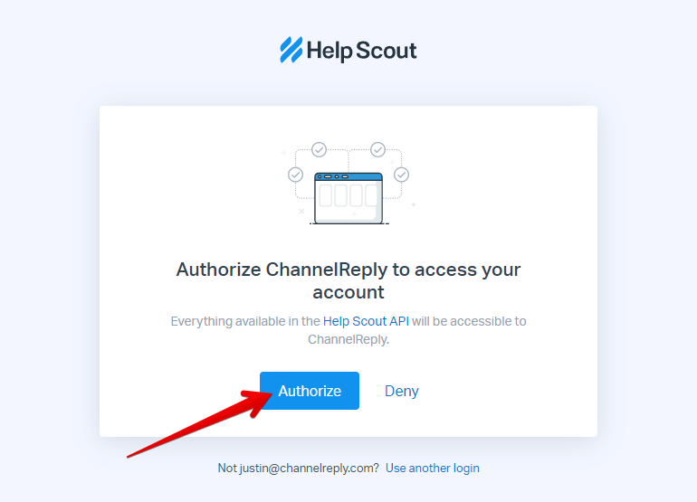 Authorize Button on Help Scout