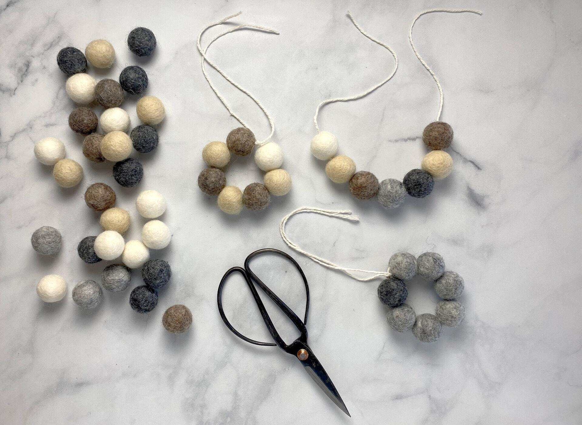 Scissors and wood beads