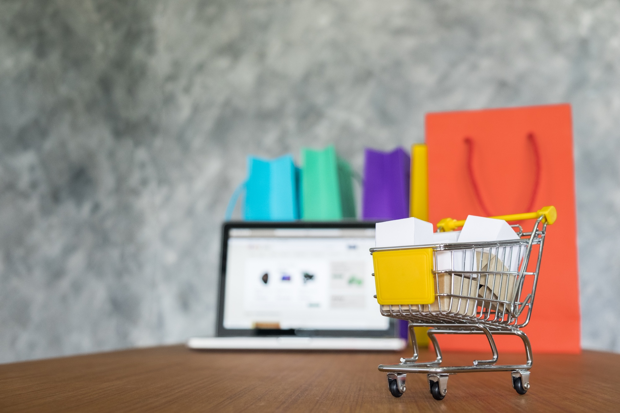 Miniature shopping cart placed on a table