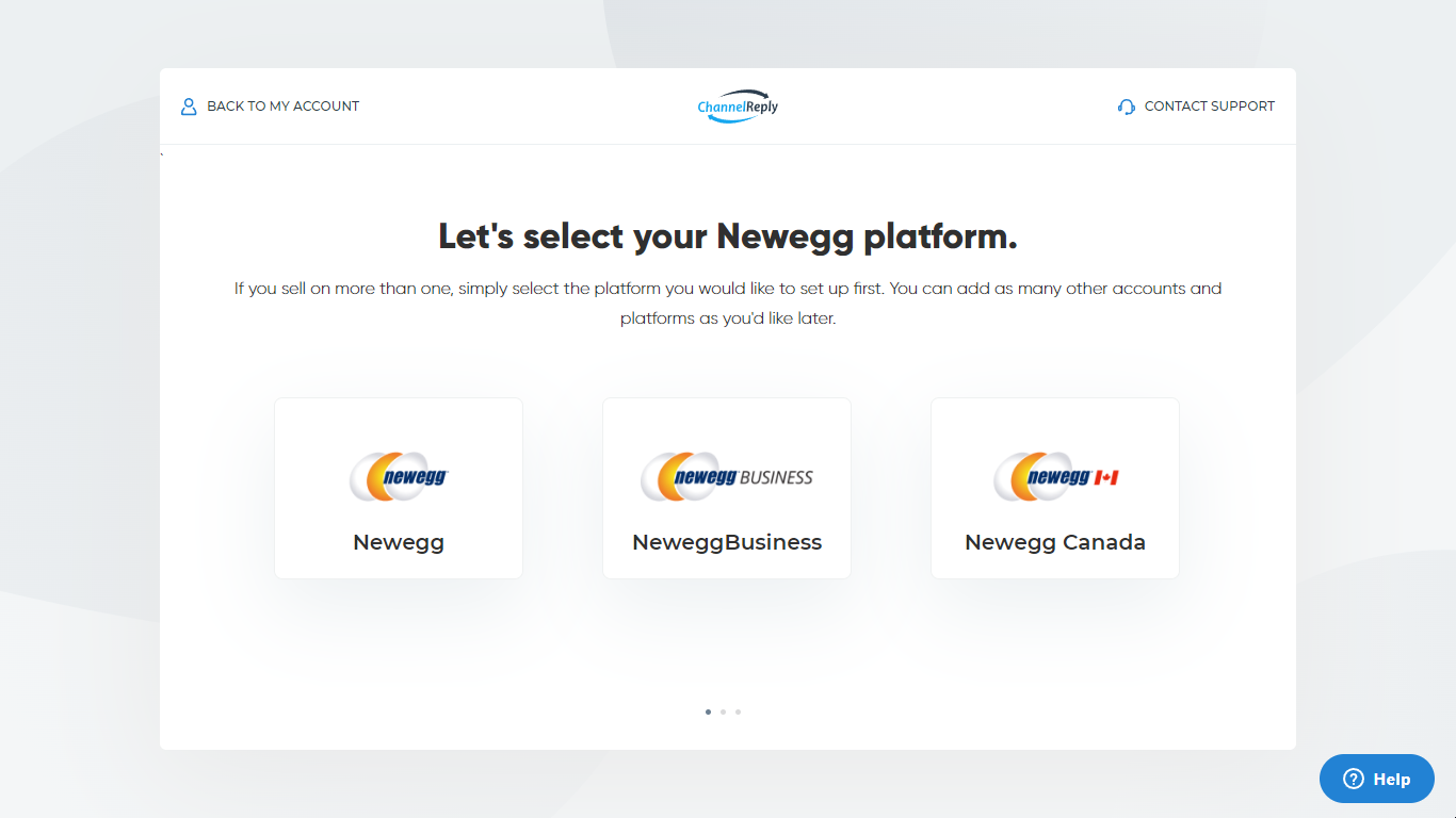 Newegg Platform Selection Screen with Newegg, NeweggBusiness and Newegg Canada