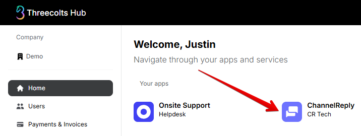 Launch button under ChannelReply in Threecolts