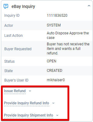 eBay Inquiry Actions in the ChannelReply App