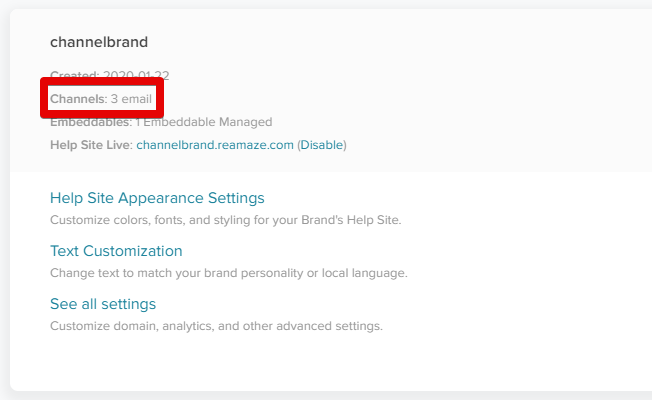 Where to Check if Email Channels Are Connected to a Re:amaze Brand