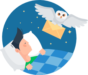 An Owl Delivering an Autoreply while Charlie Sleeps