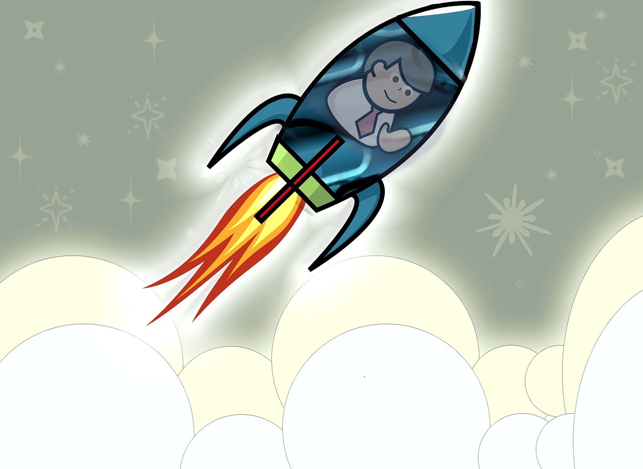 Businessman Riding a Rocket