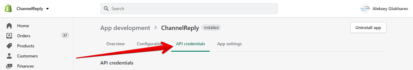 API Credentials Tab