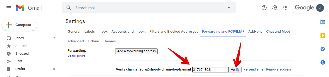 Verify Email Forwarding in Gmail