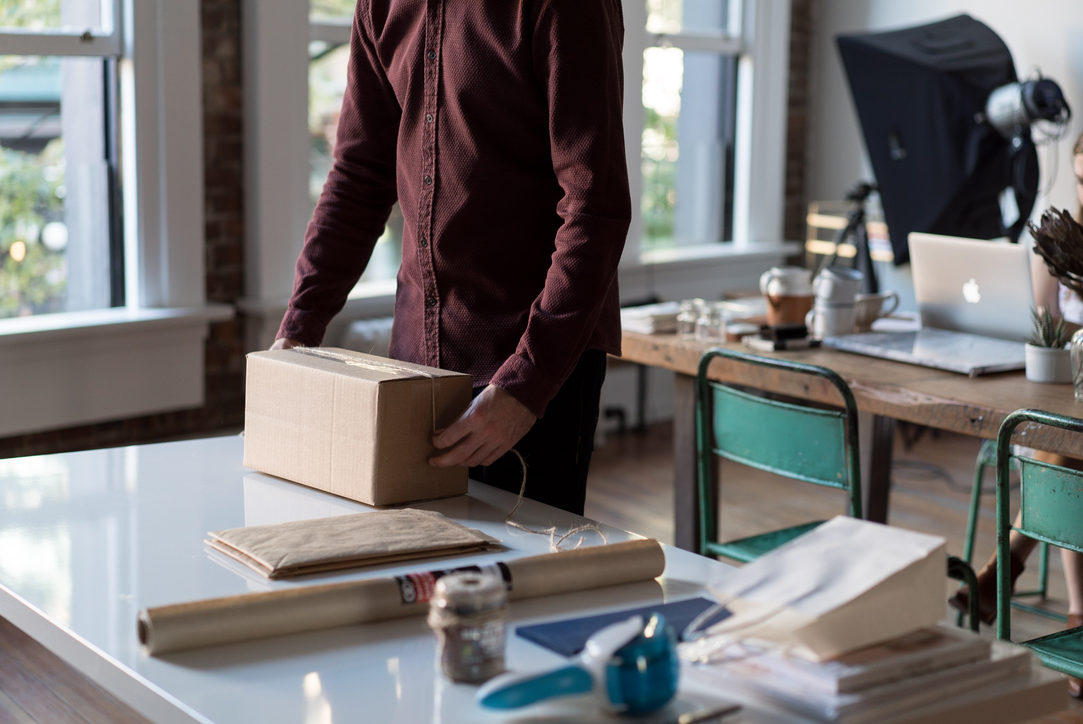 Man preparing box for shipment