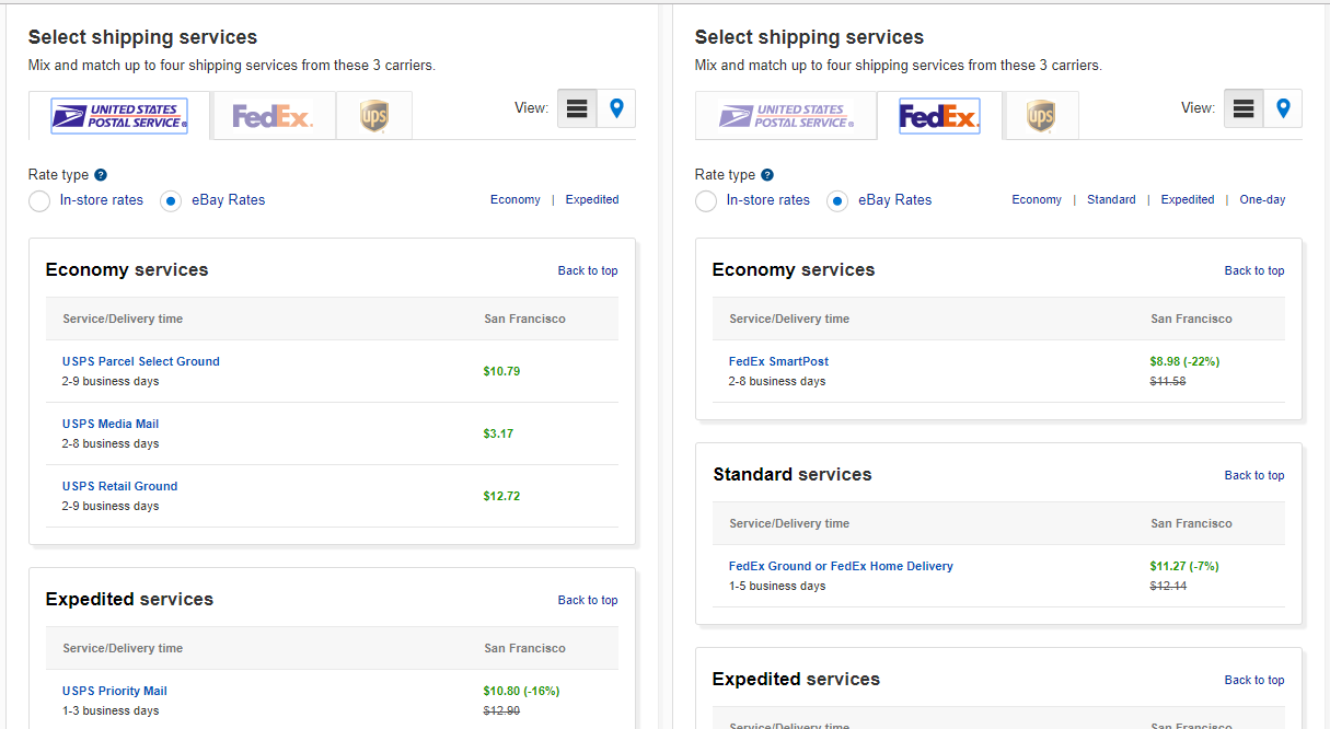 eBay Shipping Calculator: USPS vs. FedEx