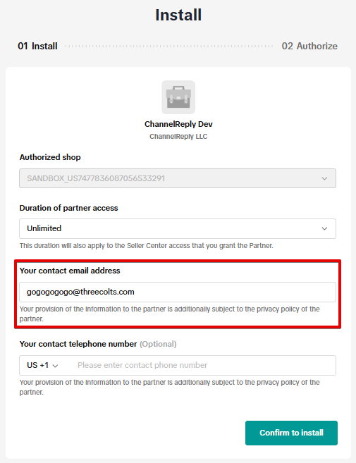 Main ChannelReply email entered under Your contact email address