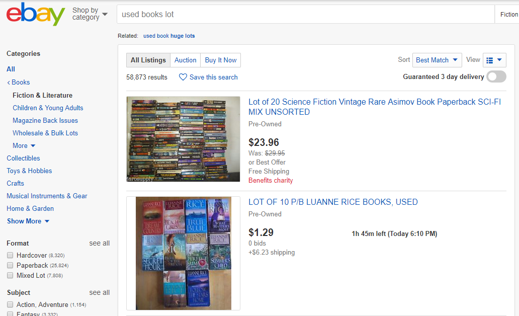 Used Books Lot Search on eBay