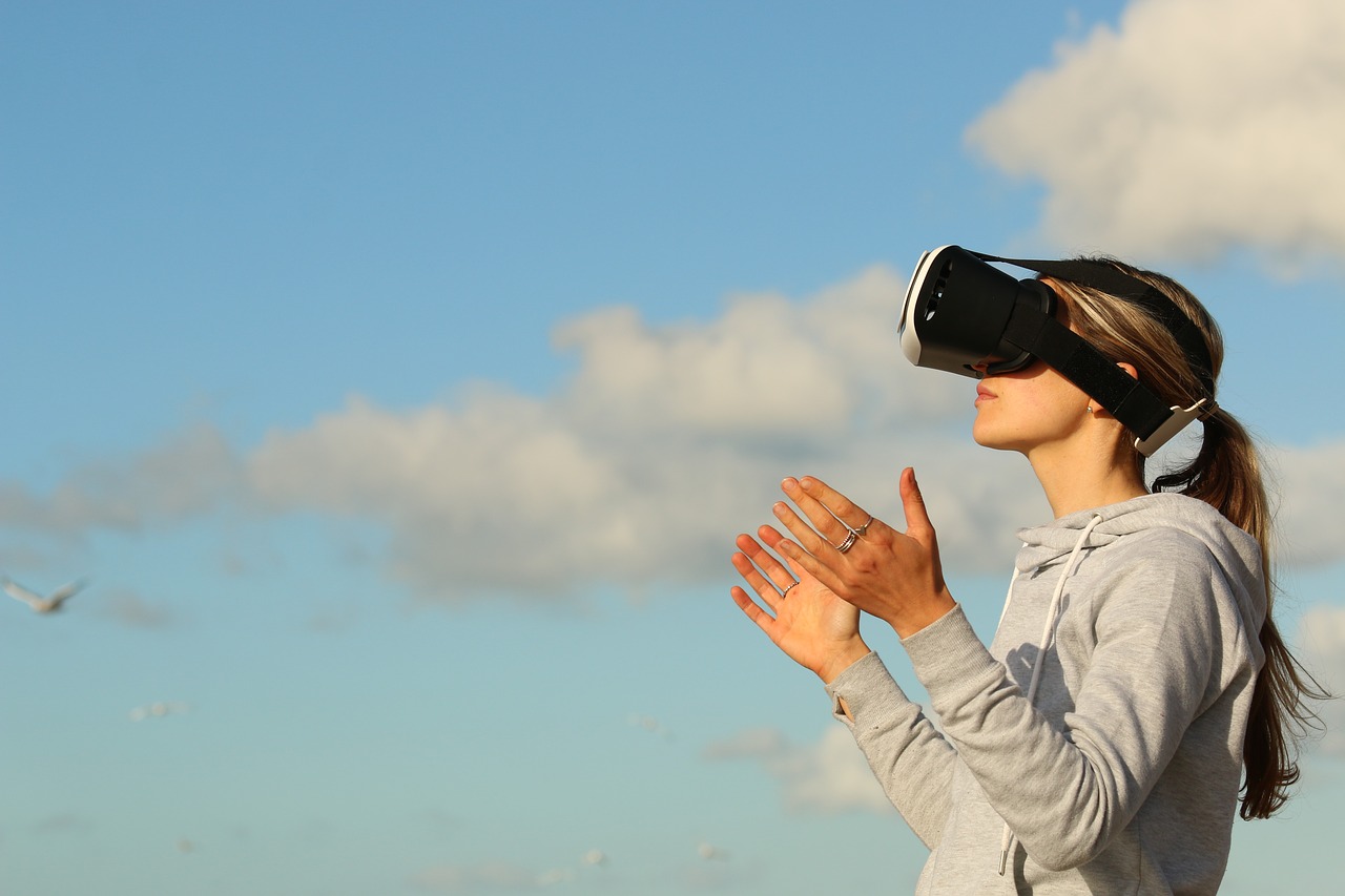 Woman Wearing a Virtual Reality Headset