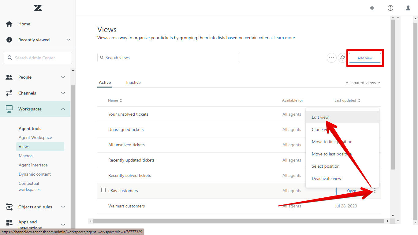 Add View Button and How to Edit a View in Zendesk