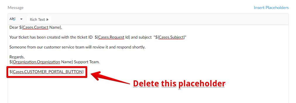 ${Cases.CUSTOMER_PORTAL_BUTTON} placeholder, which should be deleted
