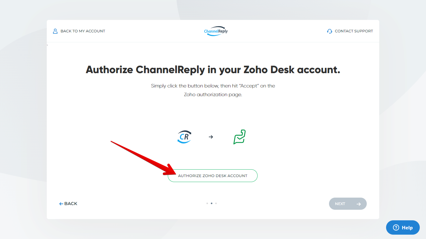 Authorize Zoho Desk Account button