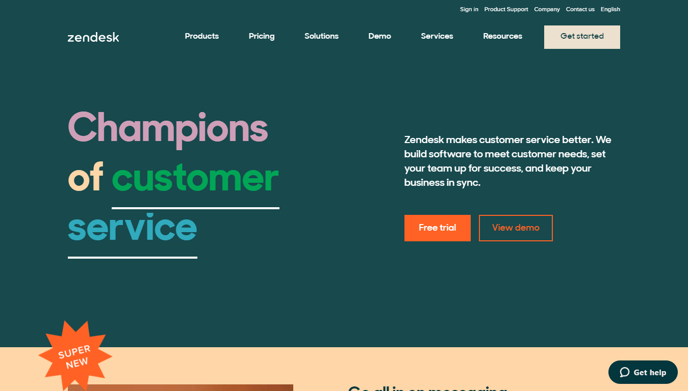 Zendesk Homepage