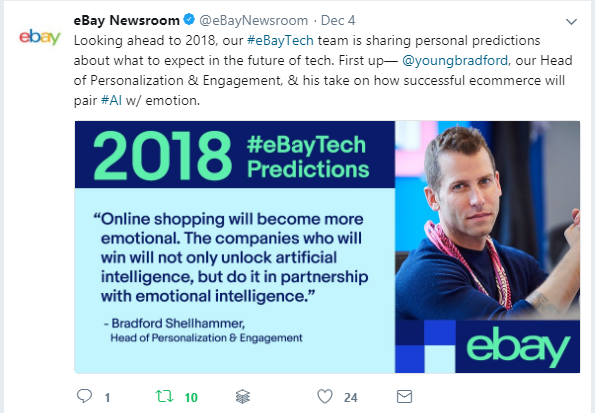 eBay AI Prediction by Bradford Shellhammer on Twitter