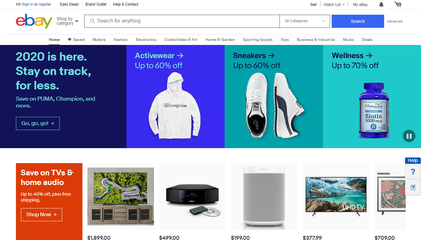 eBay Homepage 2020